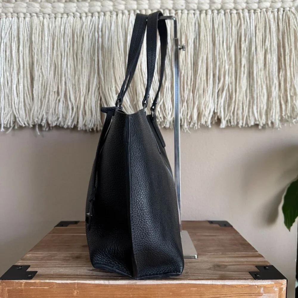 Botkier Hudson Bite Size Tote Black Leather Double Top Handle Shoulder Strap
